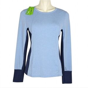 NWT LOLE Drirelease Women's Eco Wool Blend Long Sleeves Top Blue Thumbholes S